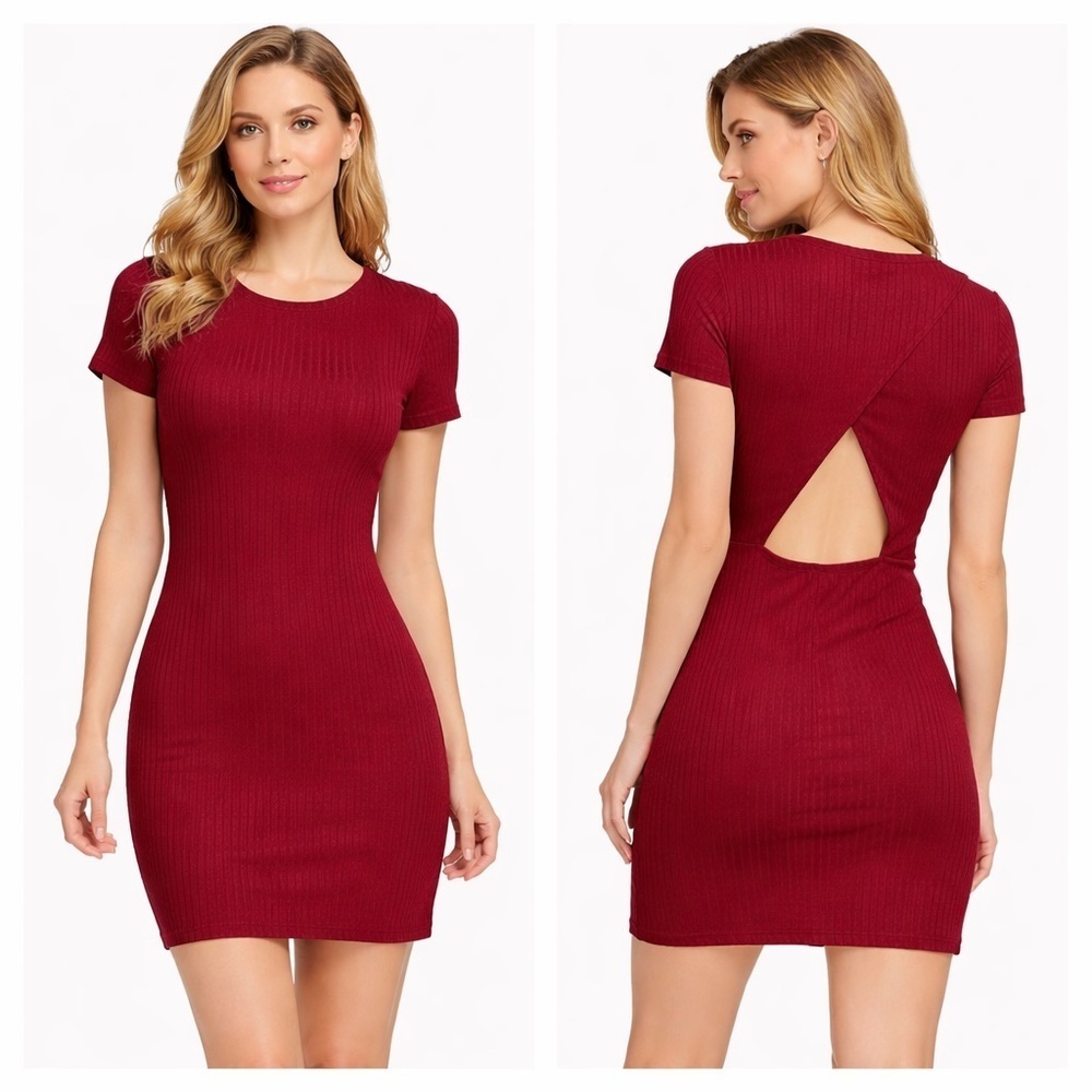Forever 21 Ribbed Cut Out Back Fitted Dress